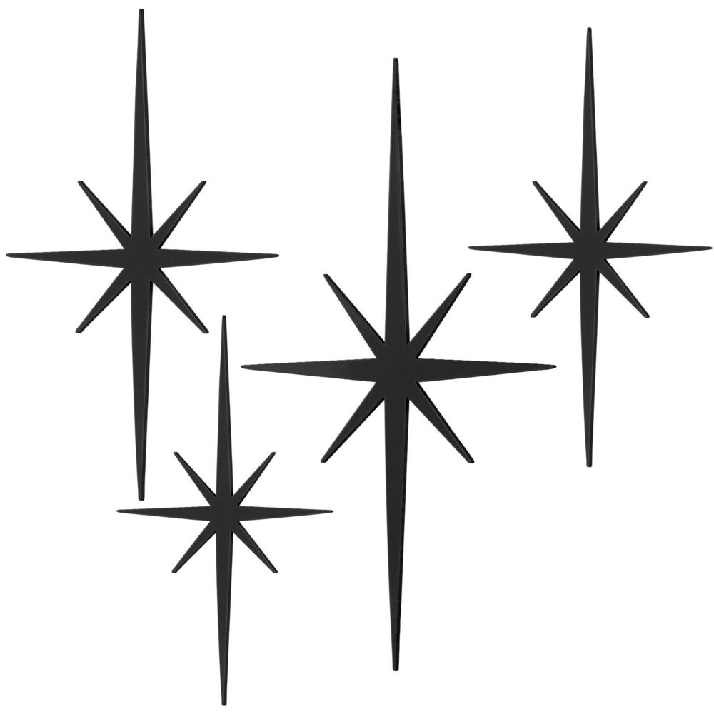 4 Pcs Cast Iron Starburst Wall Decor Mid Century Modern Decor Retro 8 Pointed🐧
